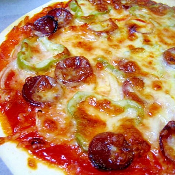 生地はh Bで サラミとピーマンのクリスピーピザ レシピ 作り方 By ミルク白うさぎ 楽天レシピ 生地はh Bで サラミとピーマンのクリスピーピザ レシピ 作り方 By ミルク白うさぎ 楽天レシピ